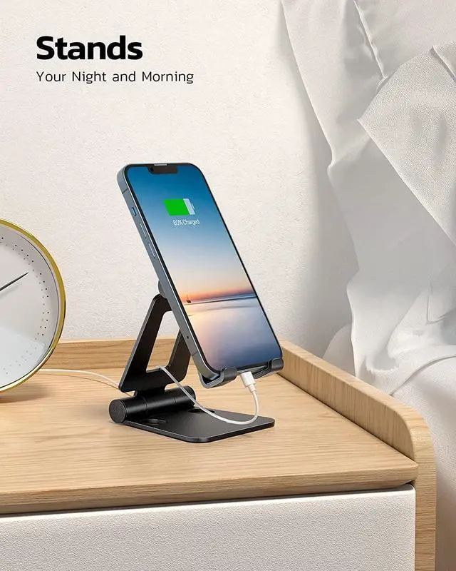 Alt view image 5 of 7 - Dual Folding Cell Phone Stand, Fully Adjustable Foldable Desktop Phone Holder Cradle Dock Compatible with Phone 15 14 13 12 11 Pro Xs Xs Max Xr X 8, Nintendo Switch, All Phones