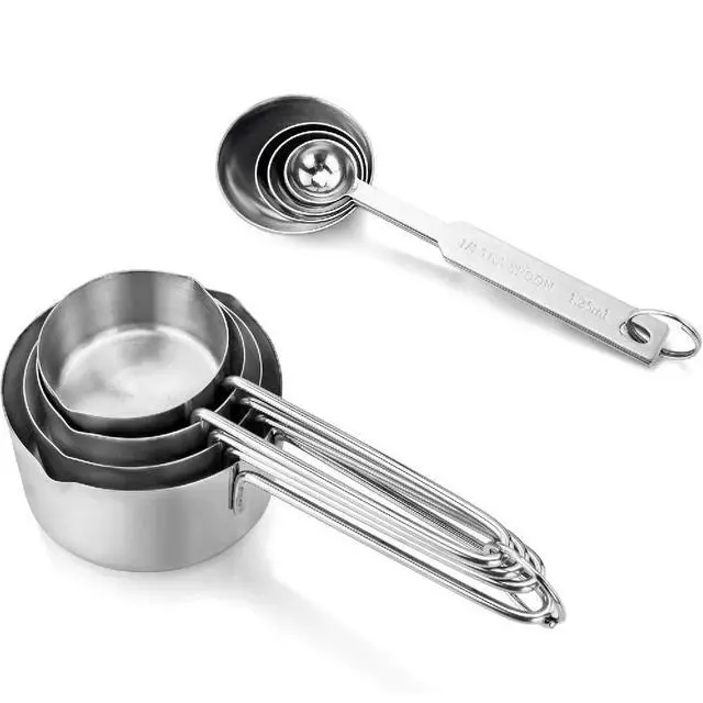 Alt view image 3 of 4 - 8 Pieces Measuring Cups, Stainless Steel Measuring Cups and Spoons Set, Metal Measuring Cups Great for Cooking and Baking