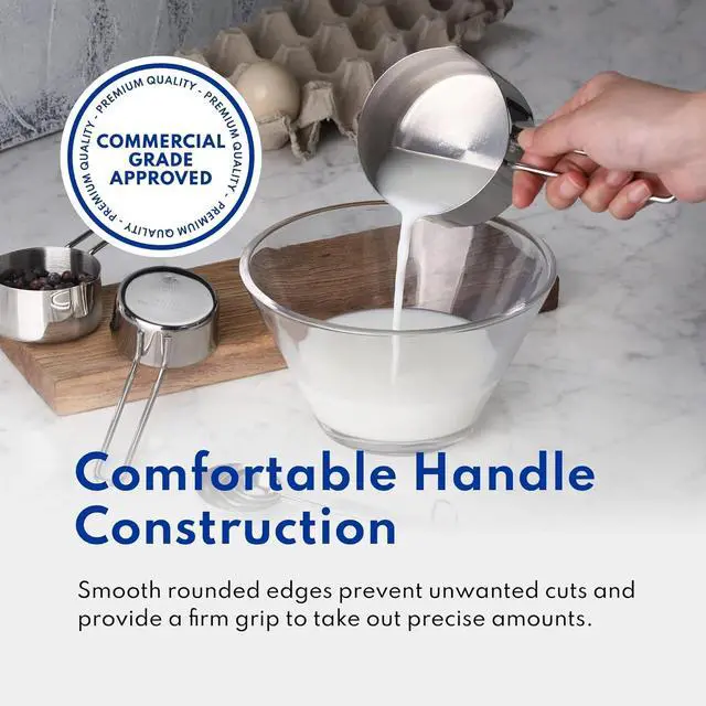 Alt view image 4 of 4 - 8 Pieces Measuring Cups, Stainless Steel Measuring Cups and Spoons Set, Metal Measuring Cups Great for Cooking and Baking