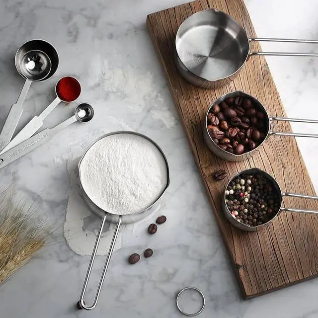 Alt view image 2 of 4 - 8 Pieces Measuring Cups, Stainless Steel Measuring Cups and Spoons Set, Metal Measuring Cups Great for Cooking and Baking