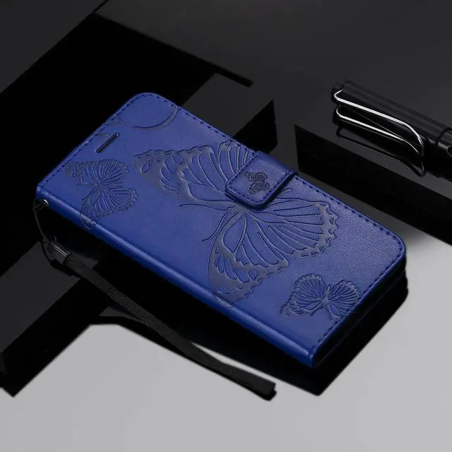 Alt view image 5 of 7 - iPhone 6 Plus/ 6S Plus Wallet case, Allytech Pretty Retro Embossed Butterfly Flower Design PU Leather Book Style Wallet Flip Case Cover for Apple iPhone 6 Plus and iPhone 6S Plus, Blue