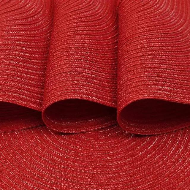 Alt view image 7 of 7 - QUTETN Round Braided Placemats Set of 6 Table Mats for Dining Tables Woven Washable Non-Slip Place mats 15 Inch Red