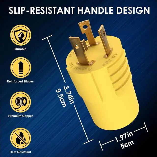 Alt view image 3 of 7 - Shore Power 30A to 15A Generator Connector, NEMA L5-30P to 5-15R / 5-20R, 30 Amp to 110V Adapter, ETL-Certified, RV, Marine, and Household Use