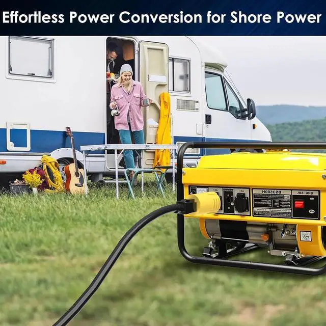 Alt view image 5 of 7 - Shore Power 30A to 15A Generator Connector, NEMA L5-30P to 5-15R / 5-20R, 30 Amp to 110V Adapter, ETL-Certified, RV, Marine, and Household Use