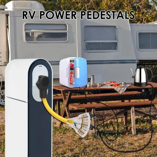 Alt view image 4 of 7 - RV/Generator to Household Appliances Adapter, NEMA TT-30P to 3x 5-15/20R, 3 Prong Distribution Adapter, 30Amp to 20Amp, 110V, 1 FT, for Camping
