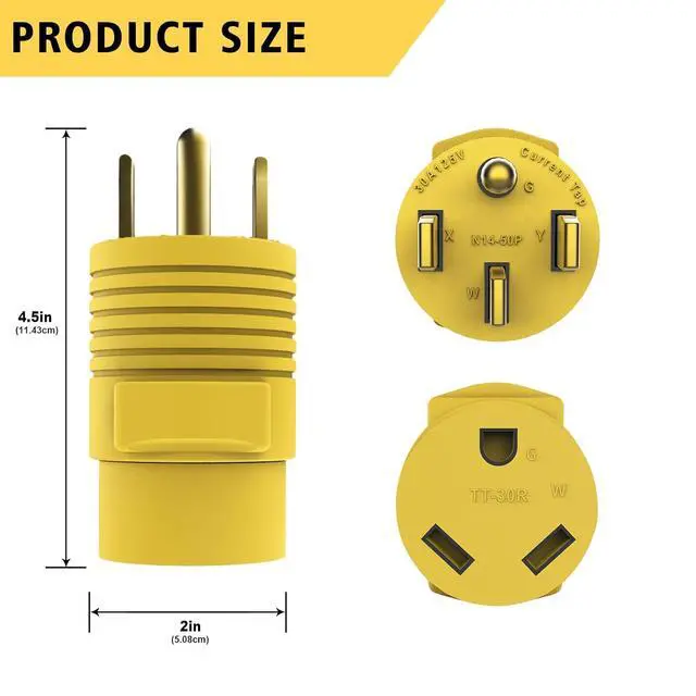 Alt view image 3 of 6 - RV Plug Adapter PVC 50 Amp Male (14-50P) to 30 Amp Female (TT-30R)