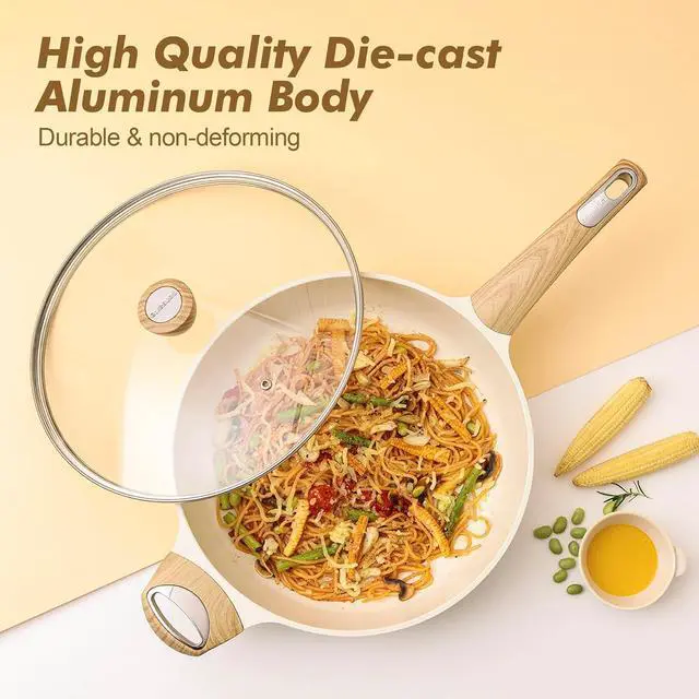 Alt view image 6 of 7 - SENSARTE Ceramic Cookware Sets, Pots and Pans Set Non stick, 14-Piece Induction Cookware, Non toxic Healthy Non Stick Kitchen Cooking Set, with Frying Pans Set, PFAS PTFE PFOA PFOS Free