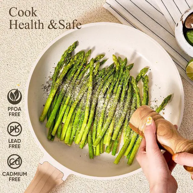 Alt view image 4 of 7 - CAROTE 14 Pcs Pots and Pans Set Nonstick,Cookware Set Kitchen Cooking Set with Utensil and Pan Protectors