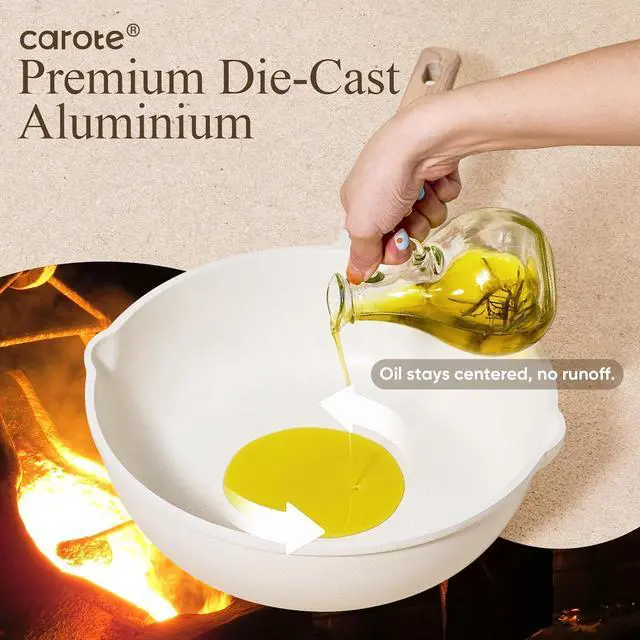 Alt view image 6 of 7 - CAROTE 14 Pcs Pots and Pans Set Nonstick,Cookware Set Kitchen Cooking Set with Utensil and Pan Protectors