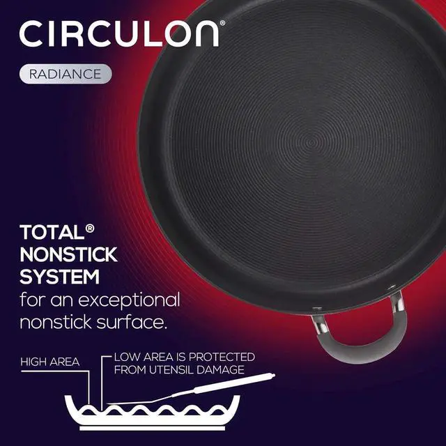 Alt view image 5 of 7 - Circulon 83905 Radiance [hard anodized] Nonstick Frying pan set / Skillet Set - 8.5 Inch and 10 Inch, Gray
