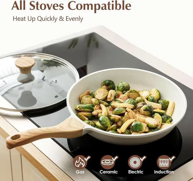 Alt view image 5 of 7 - SENSARTE Nonstick Ceramic Frying Pan Skillet with Lid, 9.5 Inch Omelet Pan, Healthy Non Toxic Chefs Pan, Induction Compatible Egg Pan with Heat Resistant Handle, Free of Intentionally Added PFAS/PTFE