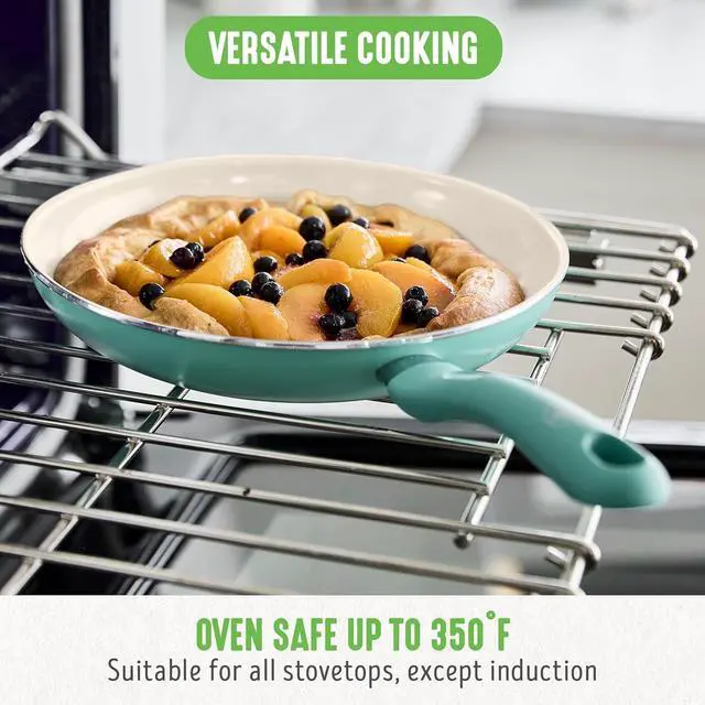 Alt view image 5 of 7 - GreenLife Non Stick Fry Pan Set (7" & 10"), Non-Toxic PFAS-Free Ceramic Skillets, Dishwasher & Oven Safe, Egg Omelet Frying Pans, Stay- Cool Handles, Kitchen Home Cooking Essentials, Turquoise
