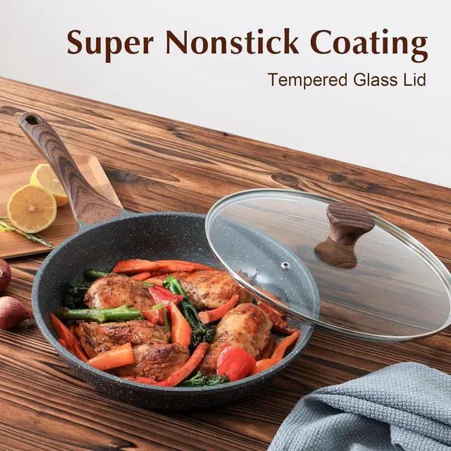 Alt view image 3 of 7 - SENSARTE Nonstick Frying Pan Skillet with Lid, Omelet Pan with Cover, Healthy Cooking Chef's Pan, Kitchen Non Stick Pan, Free of Intentionally Added PFOA (11inch + Glass Lid)