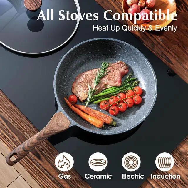 Alt view image 4 of 7 - SENSARTE Nonstick Frying Pan Skillet with Lid, Omelet Pan with Cover, Healthy Cooking Chef's Pan, Kitchen Non Stick Pan, Free of Intentionally Added PFOA (11inch + Glass Lid)