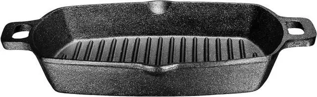 Main image of Bruntmor 13 Inch Cast Iron Pan Griddle - Pre-Seasoned Cast Iron Grill Pan for Stove Top and Outdoor Cooking - No Stick Grilling Pan with Ridges for Meats, Steaks and Vegetables - Induction Compatible