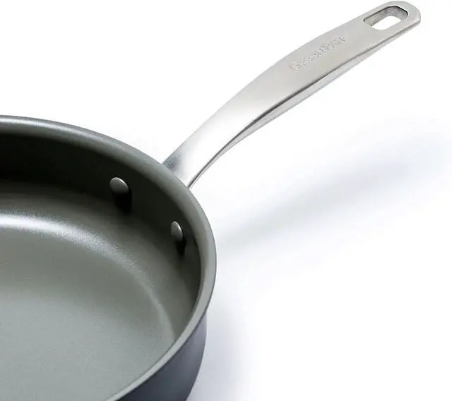 Alt view image 5 of 5 - GreenPan Chatham Hard Anodized Healthy Ceramic Nonstick 10 Piece Cookware Pots and Pans Set, Frying Pan Skillets, Saucepans, Saute Pan, Stockpot, Lids, PFAS-Free, Dishwasher & Oven Safe, Gray