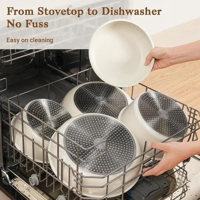 Alt view image 6 of 7 - 15Pcs Pots and Pans Set Non Stick, Cookware Sets with Detachable Handle, Nonstick RV Kitchen Cooking Tools Removable Handles, Oven Safe, Induction Fast, Stackable Induction Cookware, White