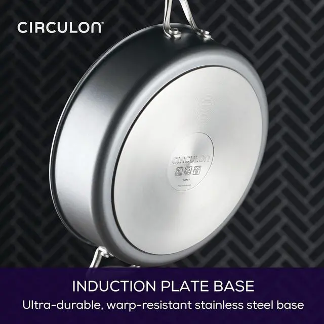 Alt view image 5 of 7 - Circulon A1 Series with ScratchDefense Technology Nonstick Induction Sauté Pan with Helper Handle and Lid, 5 Quart, Graphite