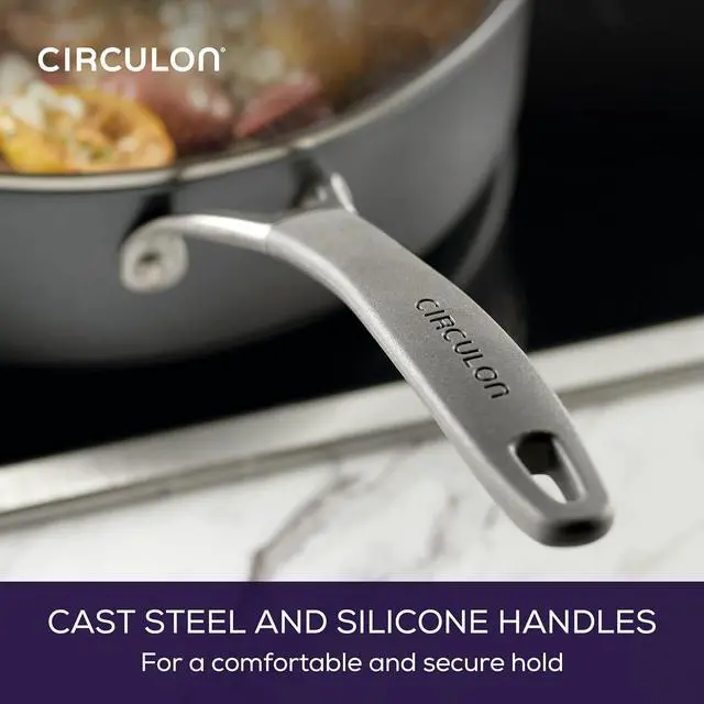 Alt view image 6 of 7 - Circulon A1 Series with ScratchDefense Technology Nonstick Induction Sauté Pan with Helper Handle and Lid, 5 Quart, Graphite