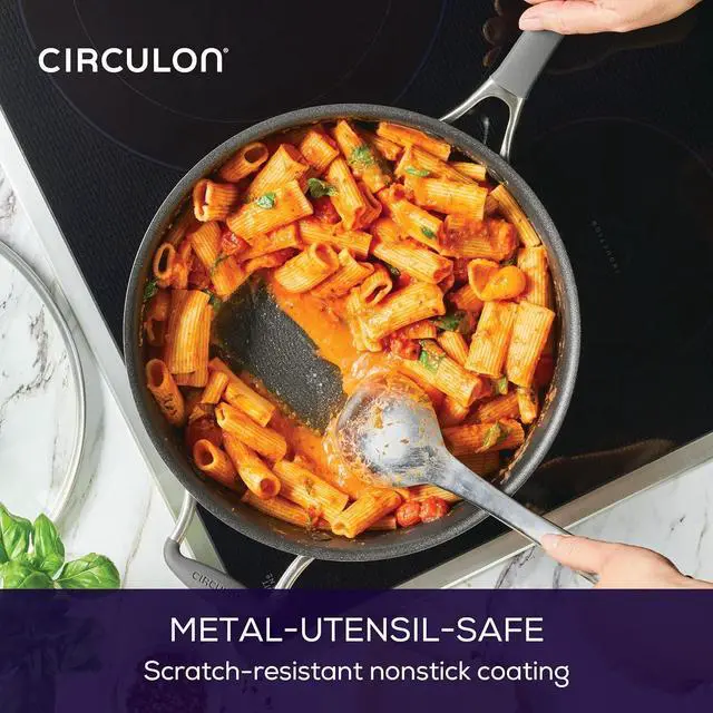 Alt view image 7 of 7 - Circulon A1 Series with ScratchDefense Technology Nonstick Induction Sauté Pan with Helper Handle and Lid, 5 Quart, Graphite