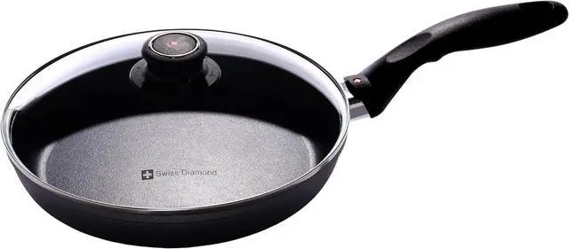 Main image of Swiss Diamond Frying Pans Nonstick with Lid, Features Ergonomic Handle, Nonstick Diamond Coated Aluminum Skillets and Oven Safe Frying Pans with Lids, Cover Included, 9.5 Inch