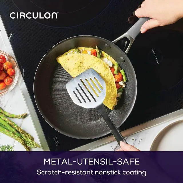 Alt view image 4 of 7 - Circulon A1 Series with ScratchDefense Technology Nonstick Induction Cookware/Pots and Pans Set, 9 Piece, Graphite