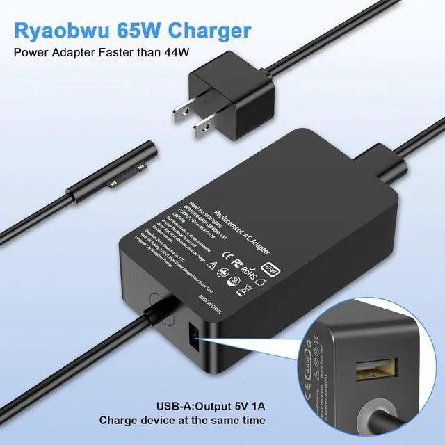 Alt view image 5 of 7 - 65W Laptop Charger Compatible with Microsoft Surface Pro 11 10 9 8 3 7 7+ 6 5 4 X,Compatible with Surface Windows Laptop 7 6 5 4 3 2 1,Book 3 2 1 65W 44W 36W Power Supply Cord