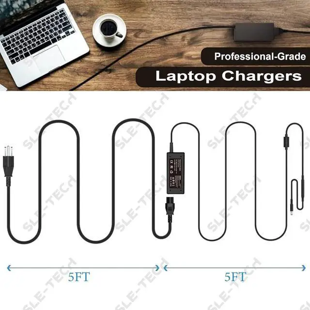 Alt view image 4 of 5 - SLE-TECH 65W Laptop Charger Compatible with Dell inspiron 13 14 15 17 3000 5000 7000 Series Round Connects Chargers7.4mm and 4.5mm