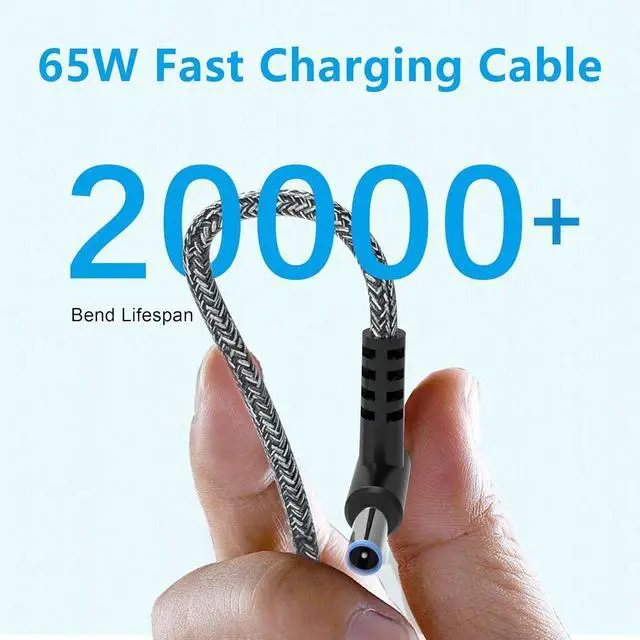 Alt view image 3 of 7 - Slim 65W Laptop charger for HP envy x360,spectre x360 13-4193nr 15-ap001nx 15t-ap000,ProBook X360 11 450 650 640 G1 G2 G3 G4 G5 G6 G7,EliteBook Pavilion Stream X360 Blue Tip Power Supply Cord