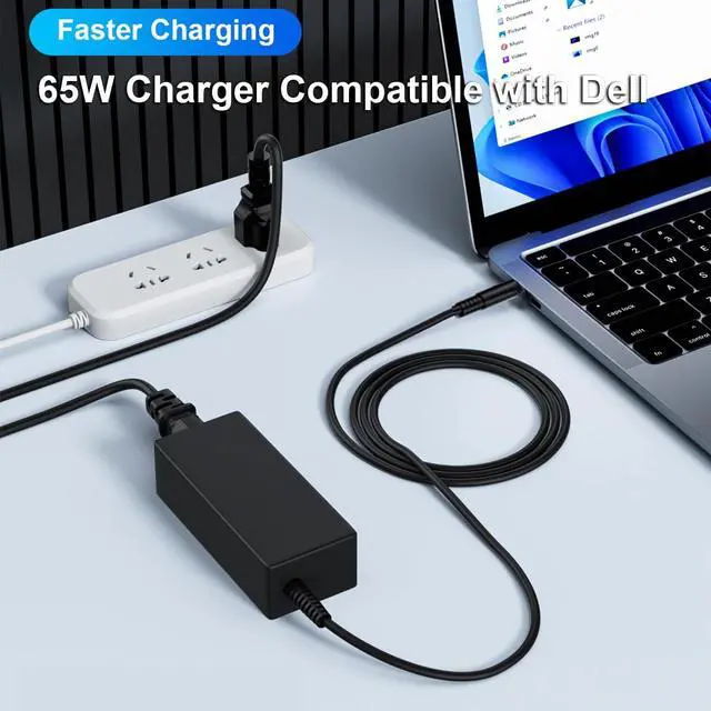Alt view image 5 of 7 - 65W/45W Laptop Charger Compatible with Dell Inspiron P69G P25T P24T P51F P89G 3583 5566 5559 3585 5593 5567 3590 5555 5570 Latitude 3310 3410 3420 3490 3500 3510 3590 Power Supply Cord