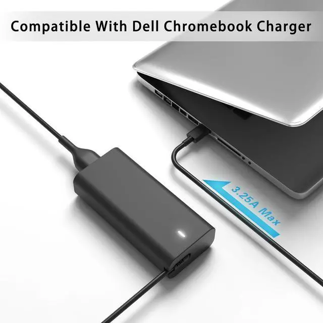 Alt view image 6 of 7 - 65W 45W USB C Charger Compatible with Dell Latitude 5520 5420 5320 7420 7410 7430 7320 5430 5290 Chromebook 3100 5190 2in1 XPS 13 9350 9380 9360 DA65NM190 LA65NM190 Type C AC Adapter