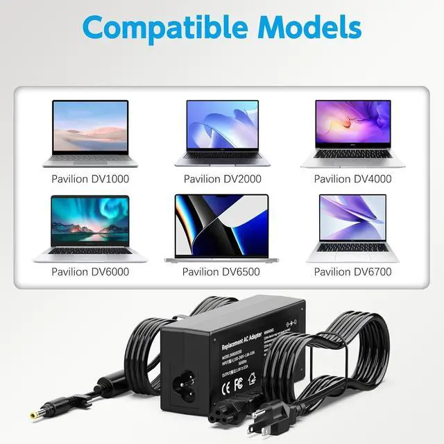 Alt view image 5 of 7 - DV6000 DV6500 DV6700 Laptop Charger Compatible with HP Pavilion DV1000 DV2000 DV4000 DV5000 DV8000 DV9000 DV9500 Series; Compaq Presario A900 C300 C500 Compaq Presario 510 515 610 C700 F500 F700