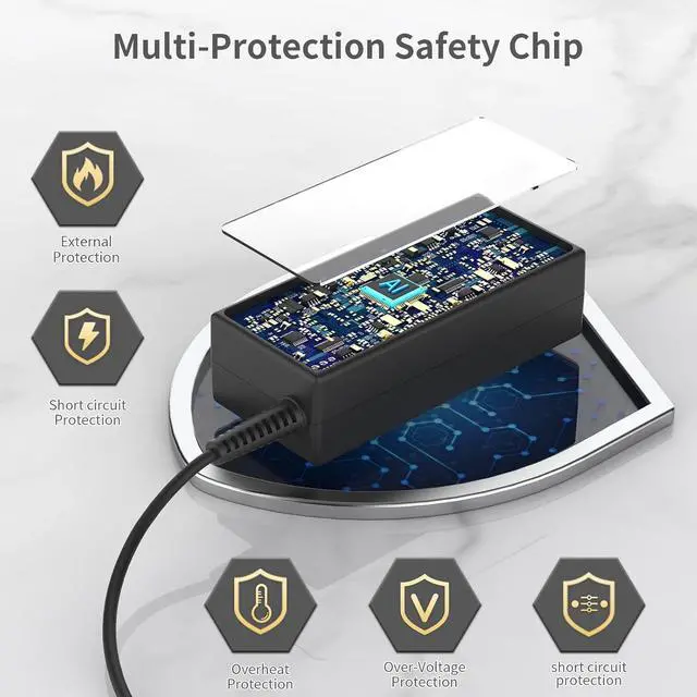 Alt view image 5 of 7 - 65W AC Power Charger, Compatible with HP Probook and Pavilion Laptops, Fast Charging, 19.5V 3.33A, 4.5*3.0mm Blue Connector, Charging Adapter Cord