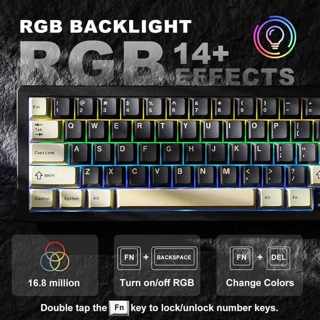 Alt view image 6 of 7 - YUNZII AL66 Wireless Mechanical Keyboard,Full Aluminum CNC,65% Knob Control,Bluetooth/2.4G/Wired,Hot Swappable Pre-lubed Switches,Gasket Mounted RGB for Win/Mac(Milk Switch, Black)