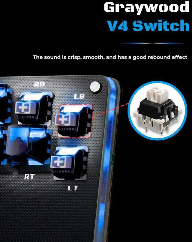 Alt view image 5 of 7 - Sehawei Haute42 16Key All-Button Arcade Controller Gamerfinger with Turbo Functions,Arcade Stick Street Fight Mini Plus Controller for PC/Ps3/Ps4/Switch Game Keyboard-Supports Hot Swap & SOCD