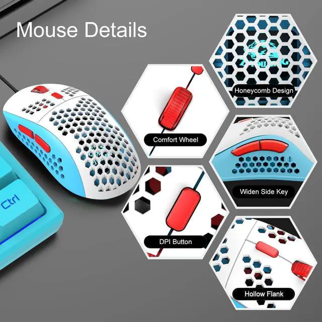 Alt view image 5 of 7 - 60% Gaming Keyboard and Mouse Combo Samll Mini RGB Backlight Mechanical Feeling and Honeycomb Optical Mouse, Mouse pad for Gamers and Typists