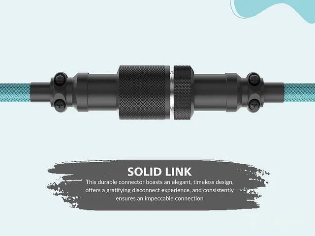 Alt view image 6 of 7 - Ranked Coiled Keyboard Cable | Handcrafted Double-Sleeved Braided Cable | USB Type C to A | 5-Pin Aviator Connector for Custom Mechanical Gaming Keyboard | Support Fast Charge 20W (Ranked Blue)