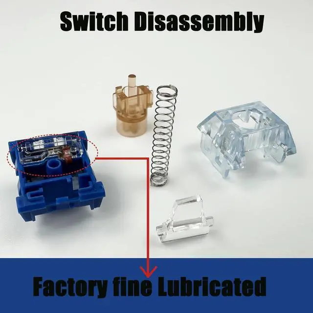 Alt view image 3 of 6 - Silent Tactile Switches,Kailh Box Deep-Sea Silent Whale Switches for Mechanical Keyboard,3-Pin 45gf Tactile/Dustproof/Long Life SwitchesSilent Whale,36Pcs