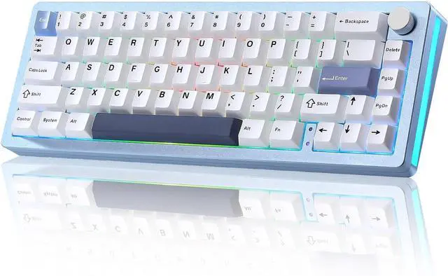 Main image of YUNZII AL66 Wireless Mechanical Keyboard,Full Aluminum CNC,65% Knob Control,Bluetooth/2.4G/Wired,Hot Swappable Pre-lubed Switches,Gasket Mounted RGB for Win/Mac(Milk Switch, Blue)