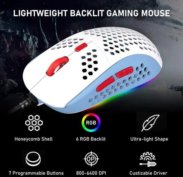 Alt view image 6 of 7 - 65% Wired Gaming Mechanical Keyboard and Mouse Combo, Mini 68 Keys, RGB Backlight, Lightweight RGB 6400DPI Honeycomb Optical Mouse,Mouse Pad Compatible with PS4,Xbox,PC,Laptop,MAC (Blue/Blue Switch)