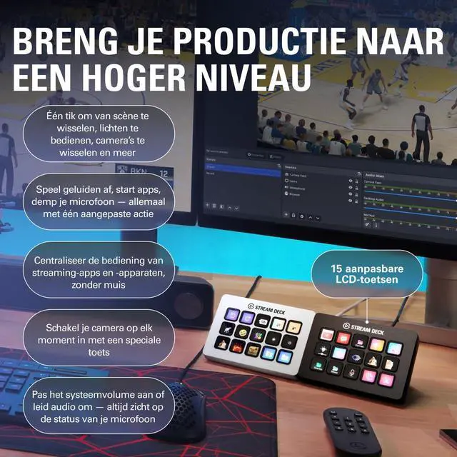 Alt view image 3 of 7 - Elgato Stream Deck MK.2 White  Studio Controller, 15 macro keys, trigger actions in apps and software like OBS, Twitch, YouTube and more, works with Mac and PC