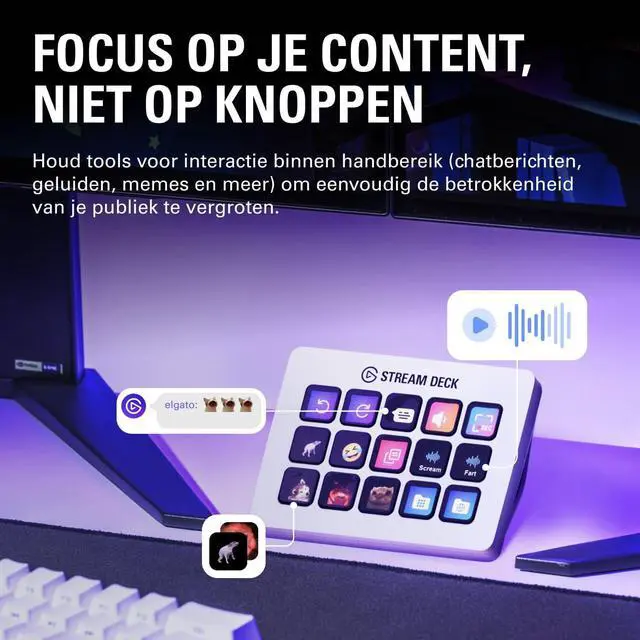 Alt view image 7 of 7 - Elgato Stream Deck MK.2 White  Studio Controller, 15 macro keys, trigger actions in apps and software like OBS, Twitch, YouTube and more, works with Mac and PC