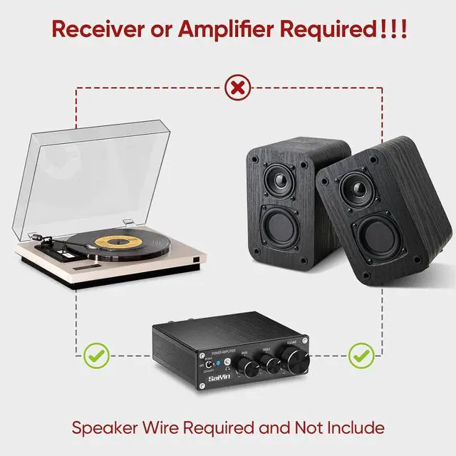 Alt view image 5 of 7 - Passive Bookshelf Speakers for Home Theater Surround Sound, Home Desktop Stereo Speakers with Crisper Sound and Classic Wood Grain for Record Player/Computer/TV, Wall Mountable, One Pair.