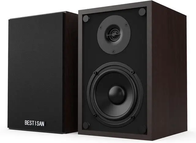 Main image of BESTISAN Bookshelf Speakers, Powered Bluetooth Speakers with RCA Input and Sub Output, Wireless Bluetooth Speakers with 4 Inch Woofer, Wood Grain
