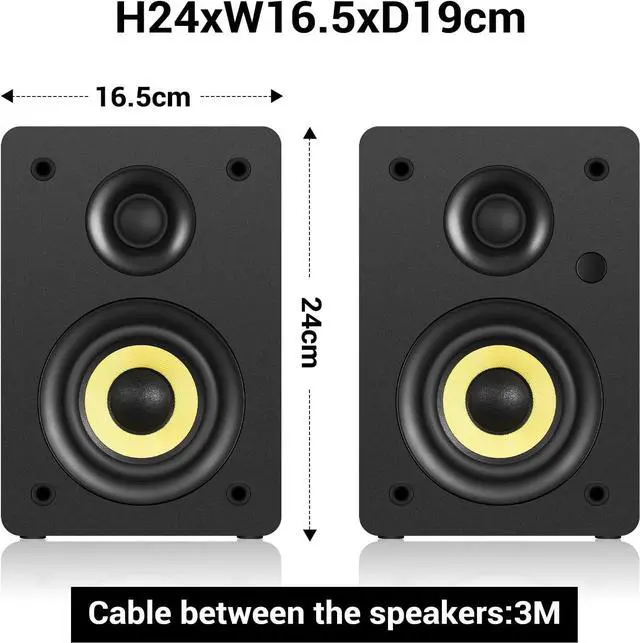 Alt view image 2 of 7 - SW206 4 HiFi Bookshelf Speakers with Studio Mode, 80W Active, Bluetooth 5.4/Optical/Coaxial/TRS/Aux/24bit DAC USB, for Turntable TV PC Desktop, MDF Cabinet, Remote Control, Black