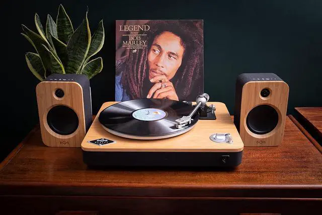 Alt view image 2 of 7 - House of Marley Get Together Duo, Powerful Bookshelf Speakers with Wireless Bluetooth Connectivity and Sustainable Materials