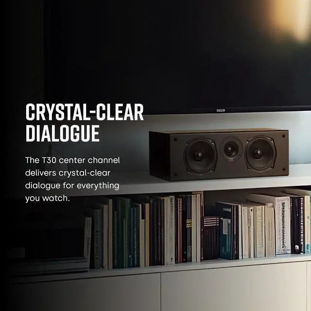 Alt view image 2 of 6 - Polk Audio T30 Home Theater Center Channel Speaker - Vocal Clarity, Deep Bass Response, Dolby and DTS, Single, Black