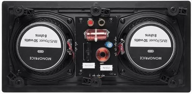 Alt view image 4 of 6 - Monoprice 2-Way Carbon Fiber In-Wall Center Channel Speaker - Dual 5.25 Inch (Single) Easy Install For Home Theater - Alpha Series,Off-White