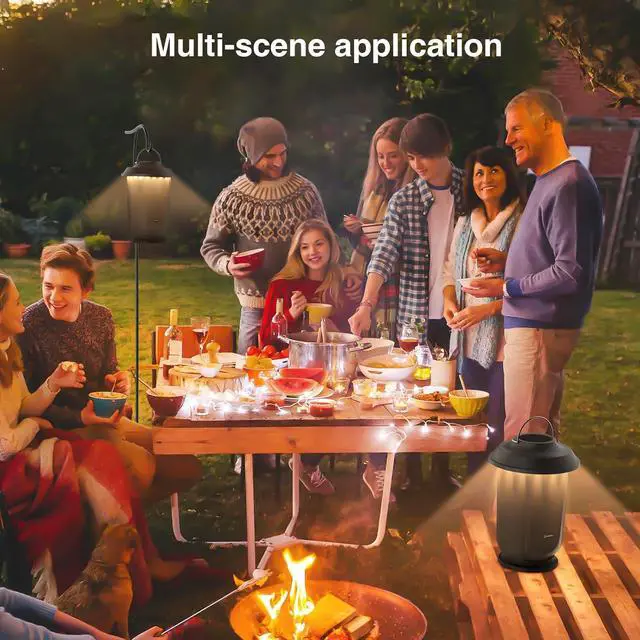 Alt view image 6 of 7 - Onforu Outdoor Bluetooth Speaker, 2 Pack 40W True Wireless Stereo Dual Pairing Lantern Speakers for Patio, with 20 Warm White LED Lights, Richer Bass for Indoor Outdoor Camping Waterproof