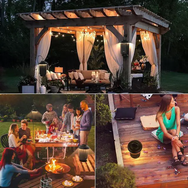 Alt view image 7 of 7 - Onforu Outdoor Bluetooth Speaker, 2 Pack 40W True Wireless Stereo Dual Pairing Lantern Speakers for Patio, with 20 Warm White LED Lights, Richer Bass for Indoor Outdoor Camping Waterproof